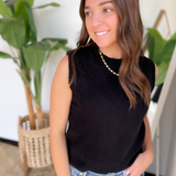 Black Knit Sweater Vest Top
