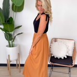 Wren Black/Camel Midi Dress