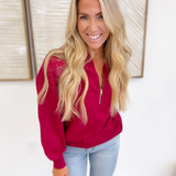 Half Zip V-Neck Pullover (4 Colors)