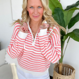 1/2 Zip Knit Stripes Pullover (2 Colors)