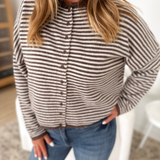 Brown & Ivory Striped Button Cardigan