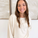 Cream Relaxed Lightweight Pleated Cuff Top