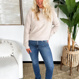 Taupe Half Button Up Knit Sweater