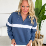 Navy/Grey Relaxed 1/4 Zip Pullover