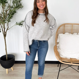 Two Tone Grey Knit Boxy Sweater