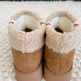 Chestnut Embroidered Platform Boots