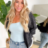 Waffle Knit Hoodie Zip Up Cropped Jacket