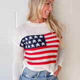 American Flag Knit Ivory Sweater