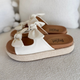 Ivory Knotted Double Strap Wedge