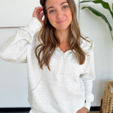 Light Grey Quarter Zip Up Hooded Pullover