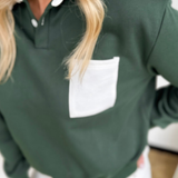 Two Toned Polo Collared Pullover