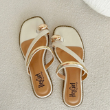 Ivory Strappy Gold Detail Sandals