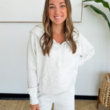 Light Grey Quarter Zip Up Hooded Pullover