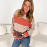 Taupe/Mauve/Brown Color Block Top