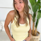 Nikibiki Striped Ribbed Tank Top - Pale Banana