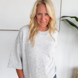 Heather Grey Boxy Short Sleeve Sweater