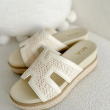 Bone/Natural Slip on Raffia MIA Wedge