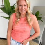 Apricot Crochet Sleeveless Sweater Top