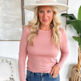 Blush Round Neck Long Sleeve Top
