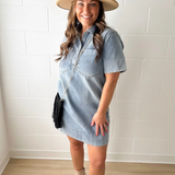 Collared Short Sleeve Denim Dress