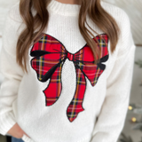 Christmas Bow Cream Sweater