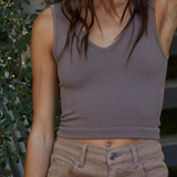 Ribbed V-Neck Tank Top