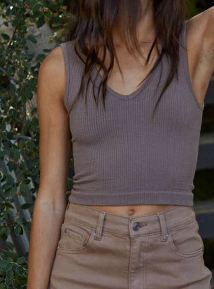 Ribbed V-Neck Tank Top