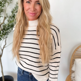 Striped Mock Neck Pullover Sweater