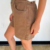 Chocolate Cotton Denim Shorts