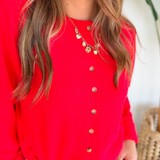 Red Button Up Cardigan Sweater