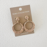 Pave Circle Dangle Earrings