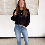 Black Soft Knit Button Cardigan