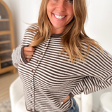 Brown & Ivory Striped Button Cardigan