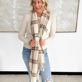 Mustard Soft Plaid Fringe Scarf