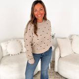 Taupe Knit Dotted Sweater