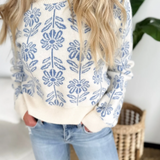 Floral Pattern Cream Sweater (2 colors)