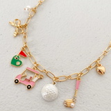 Golf Girl Gold Charm Necklace