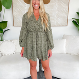 Shiloh Green Pattern Mini Dress