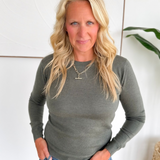 Olive Lightweight Knit Long Sleeve Top