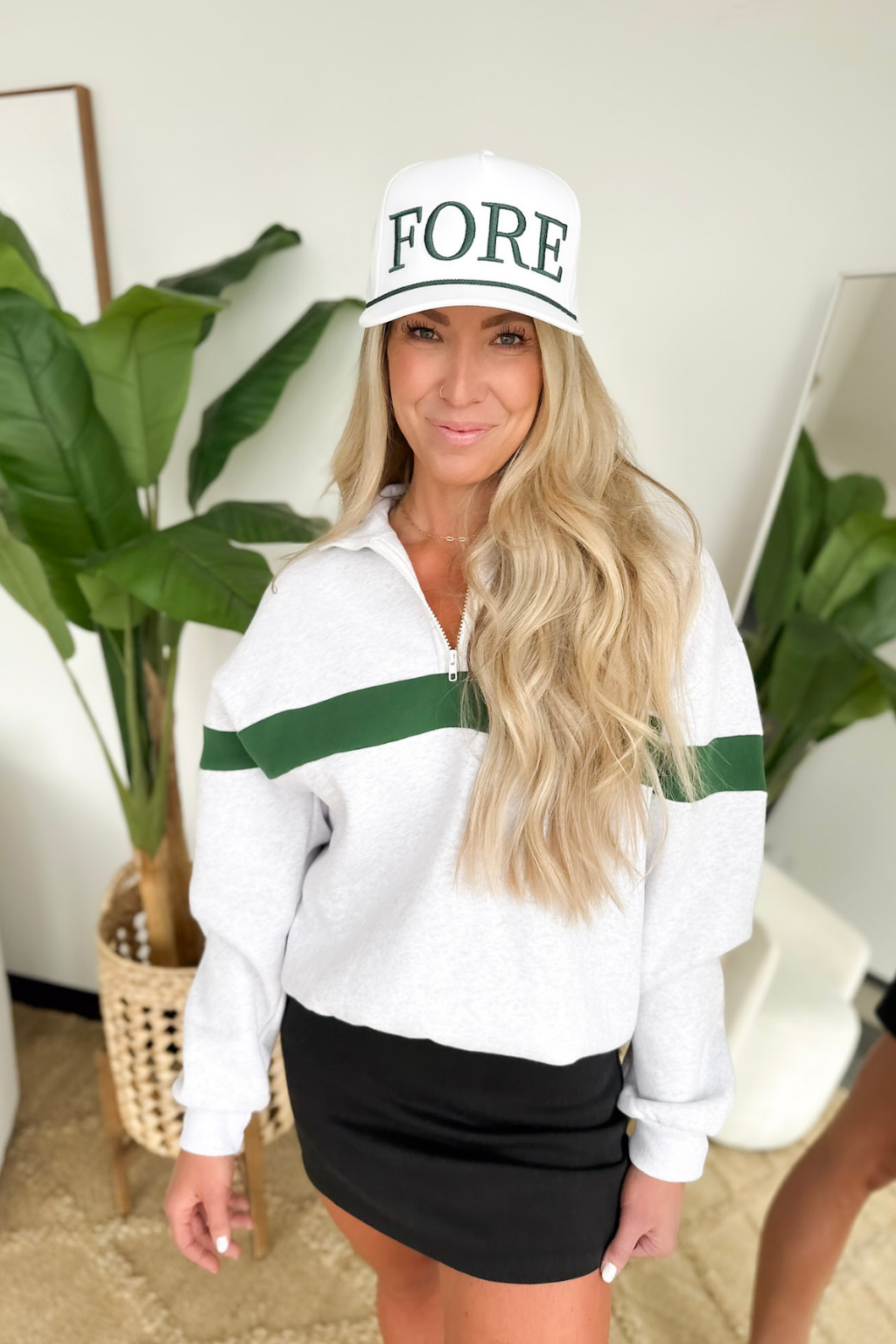 Grey/Green Relaxed 1/4 Zip Pullover