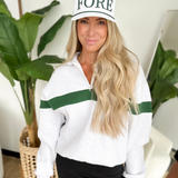 Grey/Green Relaxed 1/4 Zip Pullover