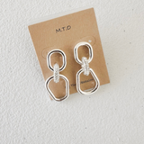 Dangle Metal Earrings with Pave Link