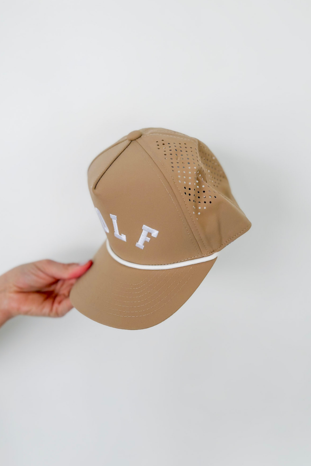 Sand/White Embroidered Golf Hat
