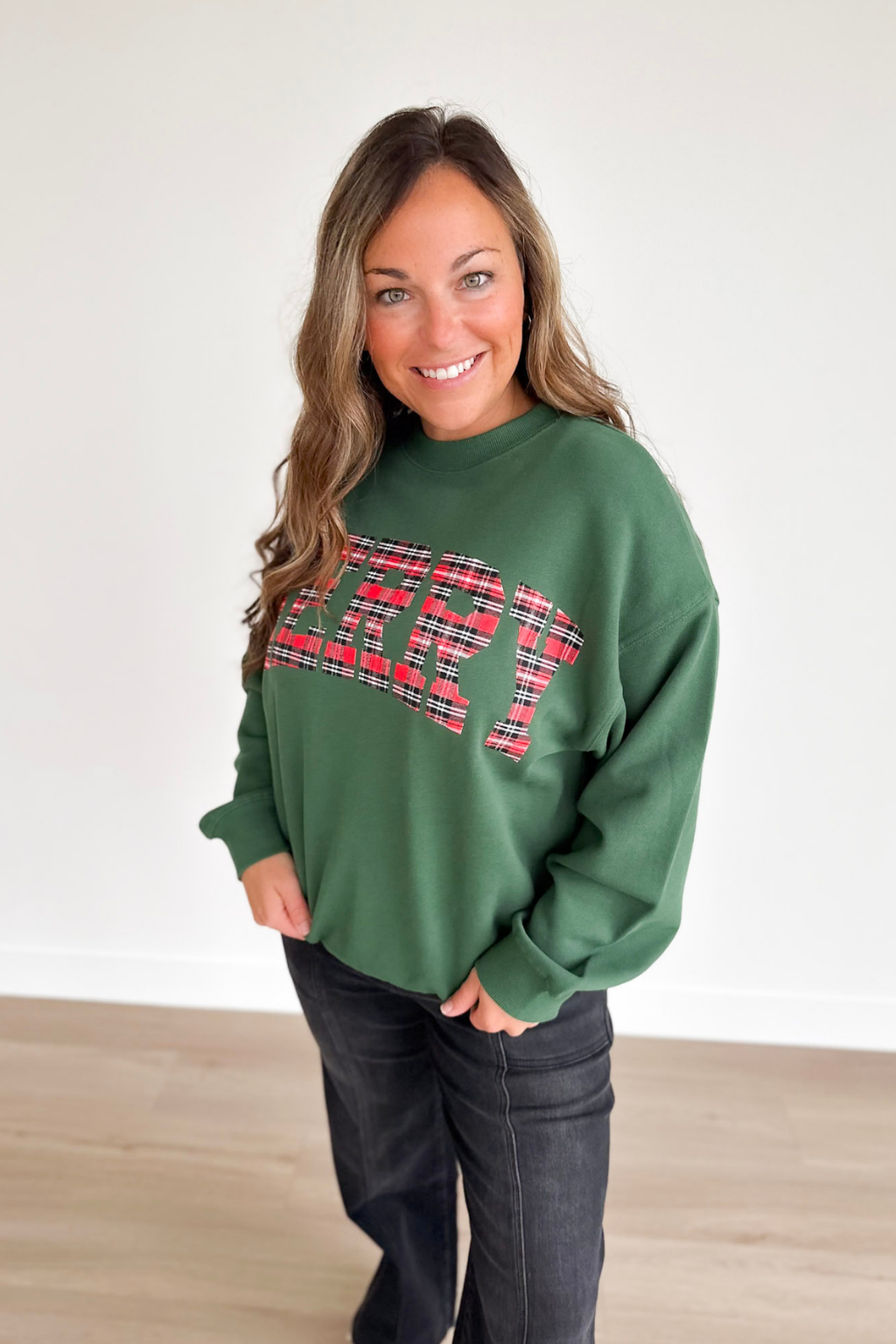 Plaid Merry Green Sweatshirt