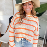 Kelly Natural/Orange Striped Knitted Top