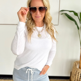 White Boxy Long Sleeve Top