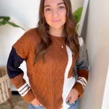 Color Block Cable Knit Sweater