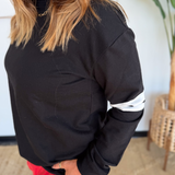 Black Tunic Striped Sleeve Top