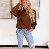 Half Zip V-Neck Pullover (4 Colors)