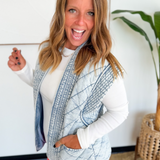 Washed Denim Quilted Shawl Vest